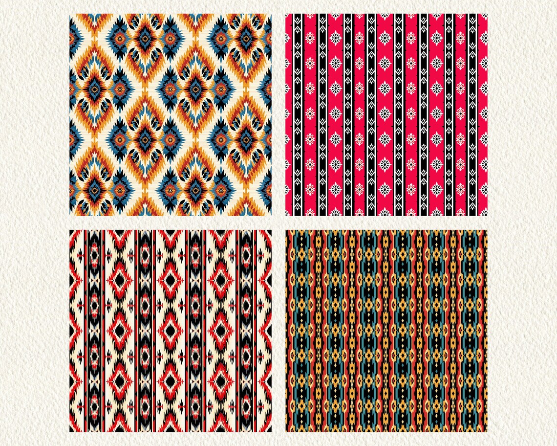 Aztec Striped Pattern Seamless Digital Papers - Printable Scrapbook ...