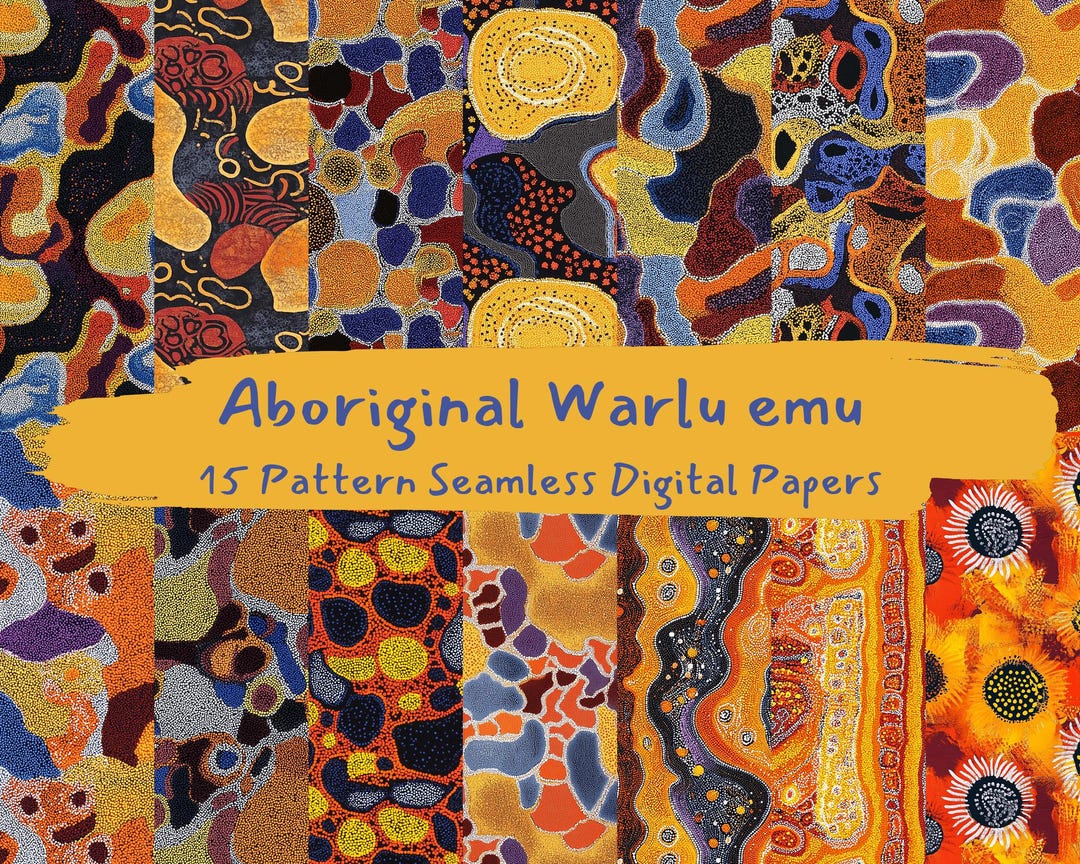 Aboriginal Warlu Emu Pattern Seamless Digital Papers - Printable ...