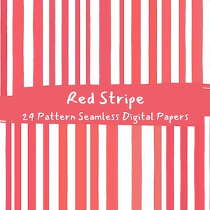 Red Stripe Pattern Seamless Digital Papers - printable scrapbook paper png instant download commercial use 300dpi