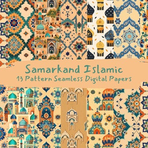 Samarkand Islamic Pattern Seamless Digital Papers - printable scrapbook paper instant download, commercial use, 300dpi