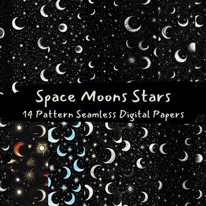 Raum Monde Sterne Muster nahtlose digitale Papiere - printable Scrapbook Papier png sofortiger Download kommerzielle Nutzung 300dpi