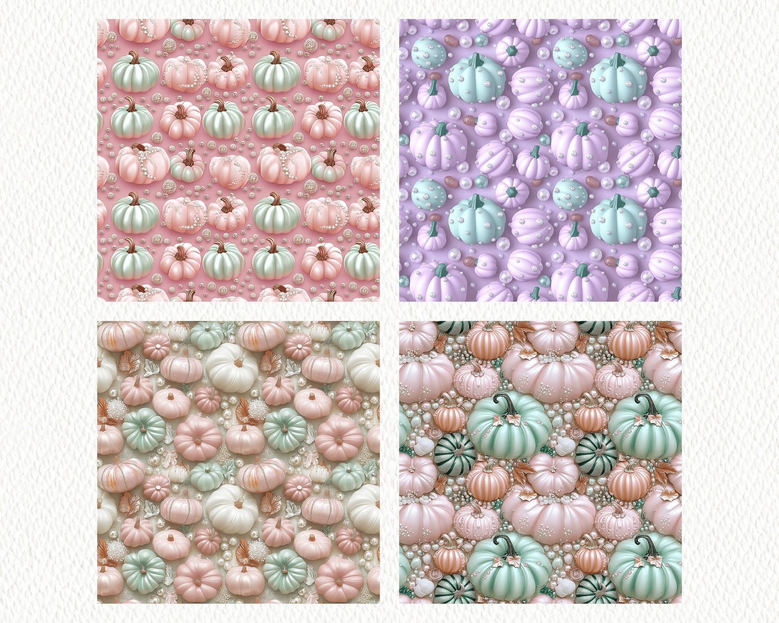 Pastel Pearl Pumpkins Pattern Seamless Digital Papers - Printable ...