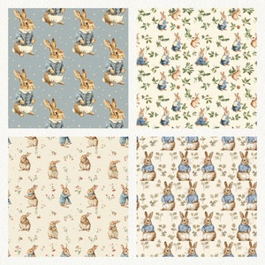Vintage Style Rabbit Pattern Seamless Digital Papers - Printable ...