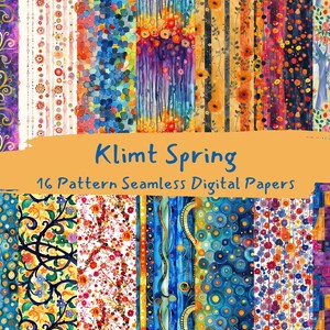 Klimt lentepatroon naadloze digitale papers - afdrukbaar plakboekpapier direct downloaden, commercieel gebruik, 300 dpi