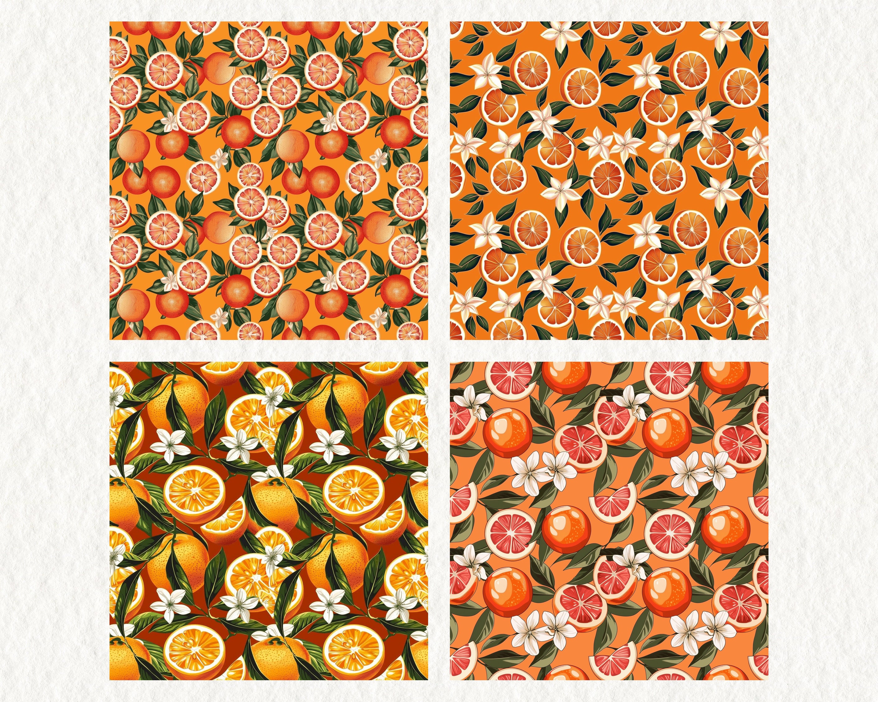 Orange Grapefruit Pattern Seamless Digital Papers - Printable Scrapbook ...