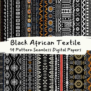 Schwarze afrikanische Textilmuster nahtlose digitale Papiere - printable Scrapbook Papier zum sofortigen Download, kommerzielle Nutzung, 300dpi