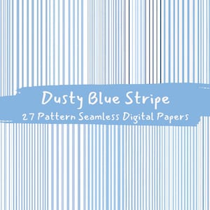 Dusty Blue Stripe Pattern Seamless Digital Papers - printable scrapbook paper png instant download commercial use 300dpi