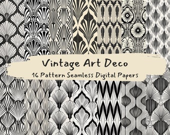 Vintage art-decopatroon naadloze digitale papers - afdrukbaar plakboekpapier png instant download commercieel gebruik 300 dpi