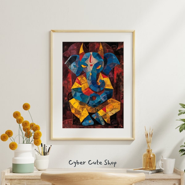 Cubist Ganesha - Modern Abstract DIGITAL Art, PRINTABLE Digital Download, instant download for personal use