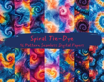 Spiral Tie-Dye Pattern Seamless Digital Papers - printable scrapbook paper png instant download commercial use 300dpi