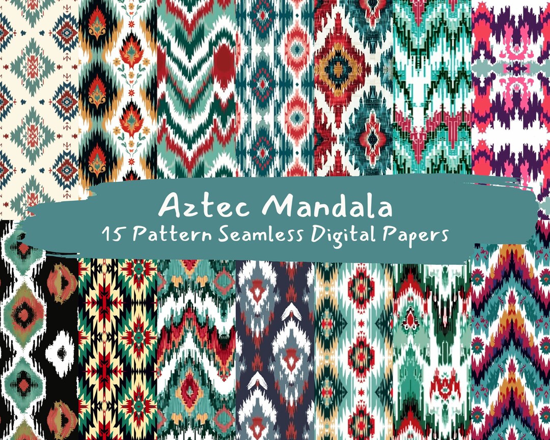 Aztec Mandala Pattern Seamless Digital Papers - Printable Scrapbook ...