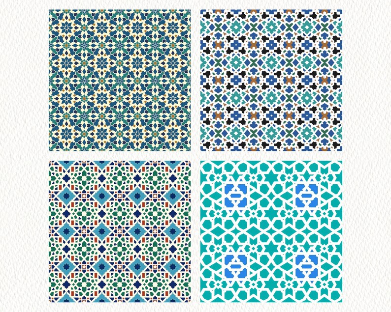 Moroccan Mosque Pattern Seamless Digital Papers - Printable Scrapbook ...