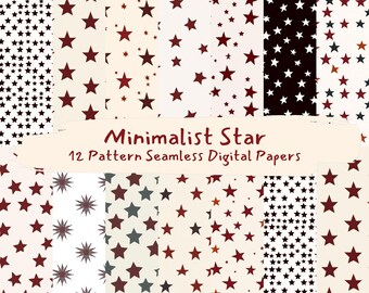 Minimalist Sterne Muster nahtlose digitale Papiere - printable Scrapbook Papier png sofortiger Download kommerzielle Nutzung 300dpi