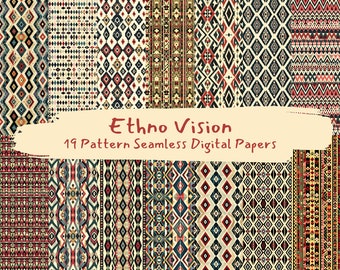 Ethno Vision Pattern Seamless Digital Papers - printable scrapbook paper instant download, commercial use, 300dpi