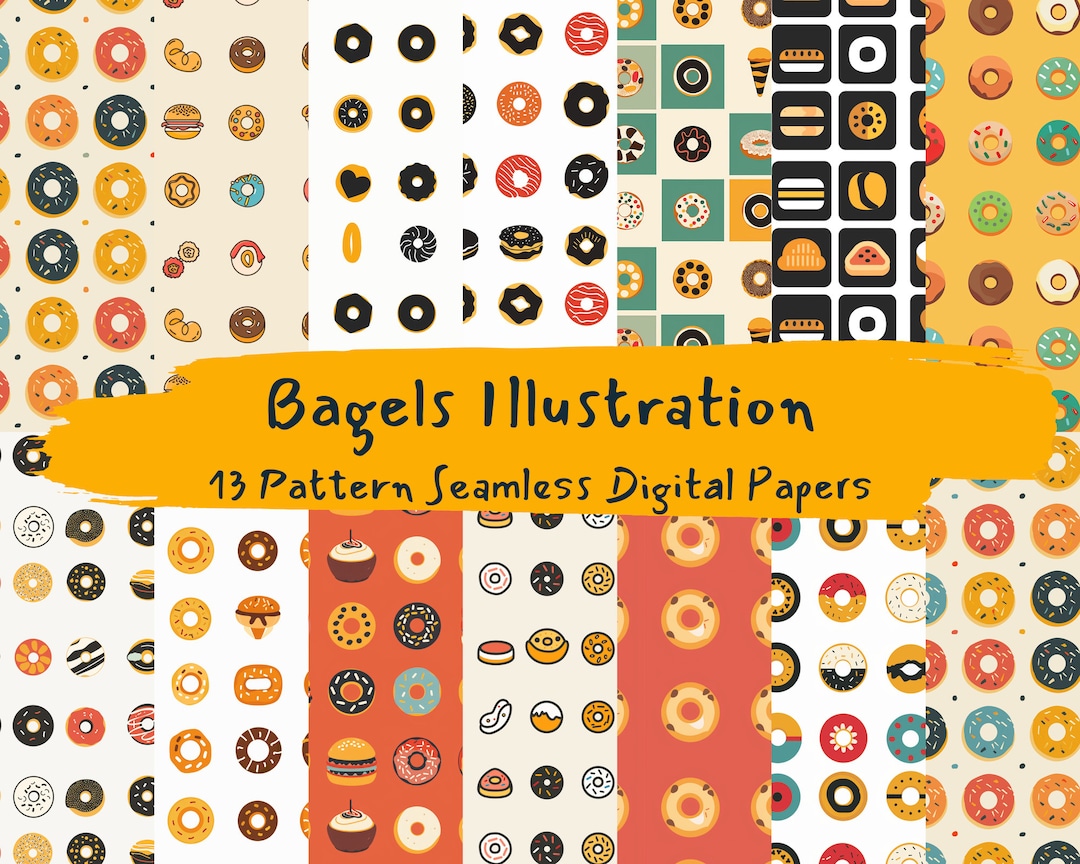Bagels Illustration Pattern Seamless Digital Papers - Printable ...