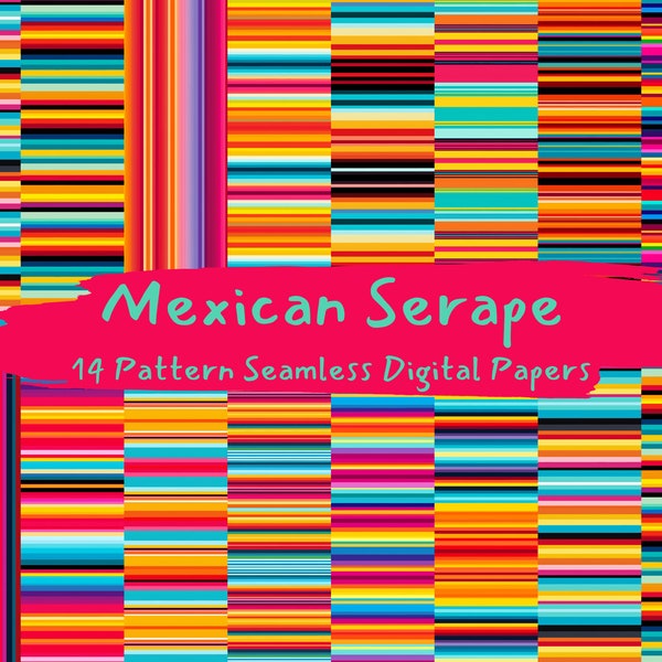 Mexican Serape Pattern Seamless Digital Papers - tile patterns printable scrapbook paper instant download for commercial use, 300dpi