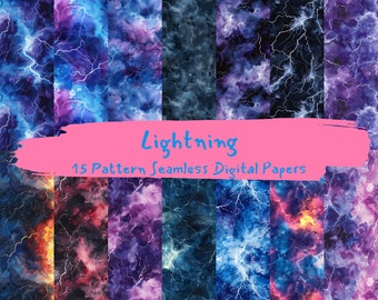 Lightning Pattern Seamless Digital Papers - printable scrapbook paper instant download, commercial use, 300dpi