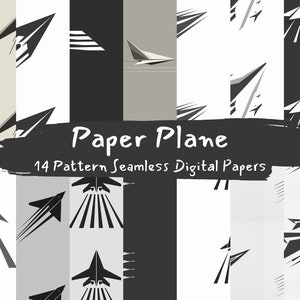 Paper Plane Pattern Seamless Digital Papers - printable scrapbook paper instant download for commercial use, 300dpi