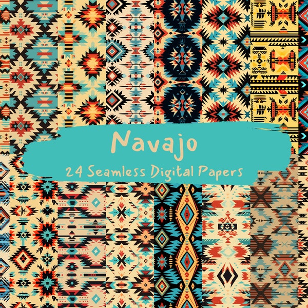 Papiers numériques sans couture motif Navajo - carreaux png motifs papier imprimable téléchargement immédiat pour un usage commercial, indien, amérindien