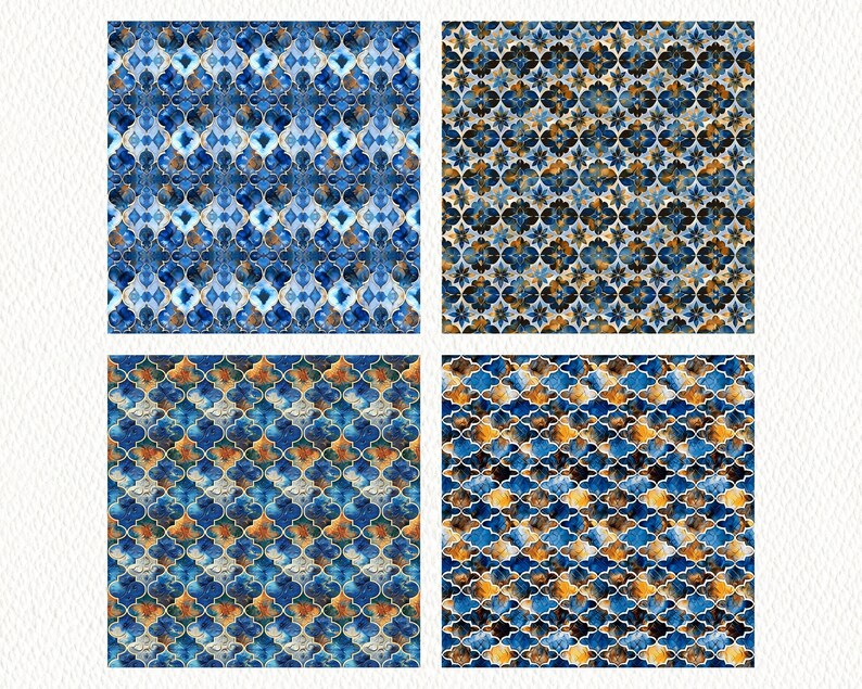 Arabesque Tile Pattern Seamless Digital Papers - Printable Scrapbook ...
