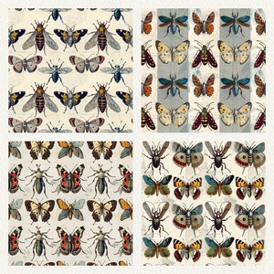 Paper Printable Insect Antique Insect Pattern Seamless Digital Papers - Printable Scrapbook ...