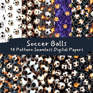 Soccer Balls Pattern Seamless Digital Papers - printable scrapbook paper png instant download commercial use 300dpi