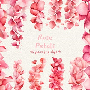 Rose Petals, digital druckbare Clip Art Grafik im PNG Format transparenter Sofort-Download für kommerzielle Nutzung, Blume, Karte, Einladung