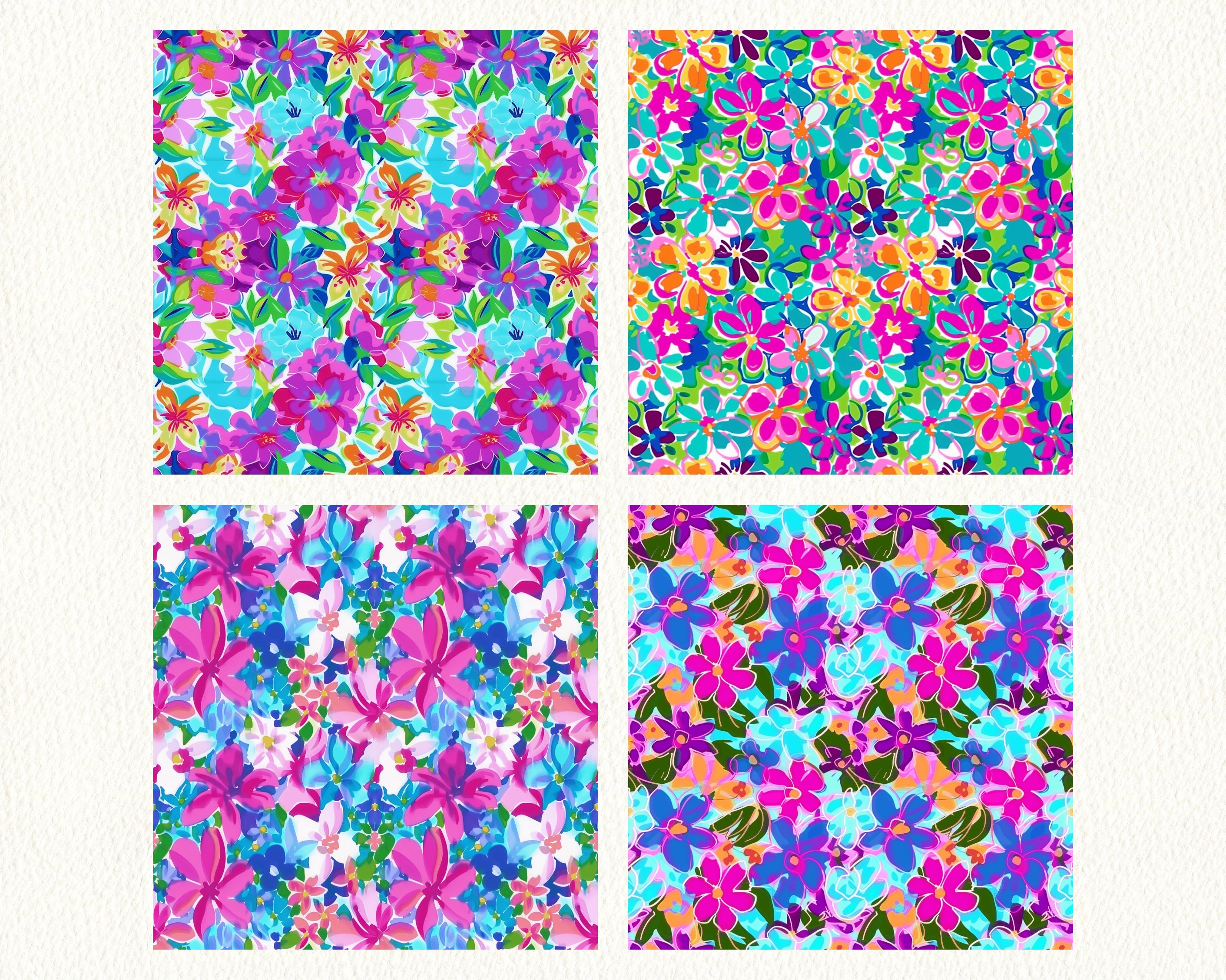 Neon Pattern Paper Neon Floral Pattern Seamless Digital Papers - Printable Scrapbook Paper ...