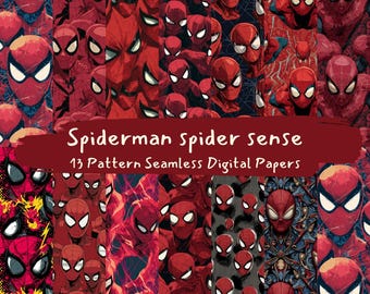 Spiderman spider sense Pattern Seamless Digital Papers - printable scrapbook paper png instant download commercial use 300dpi