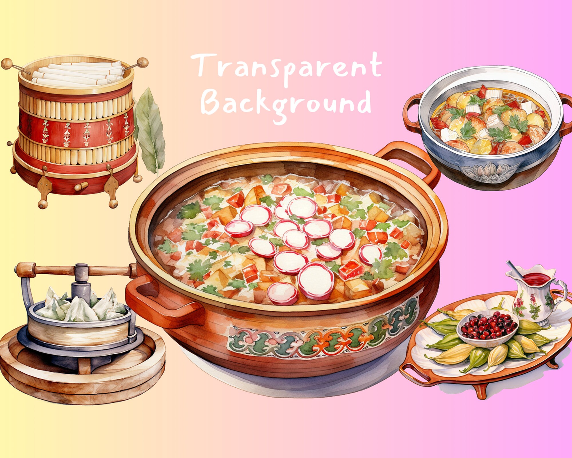 Mexican Cookware, Digital Printable Clip Art Graphics in PNG Format ...