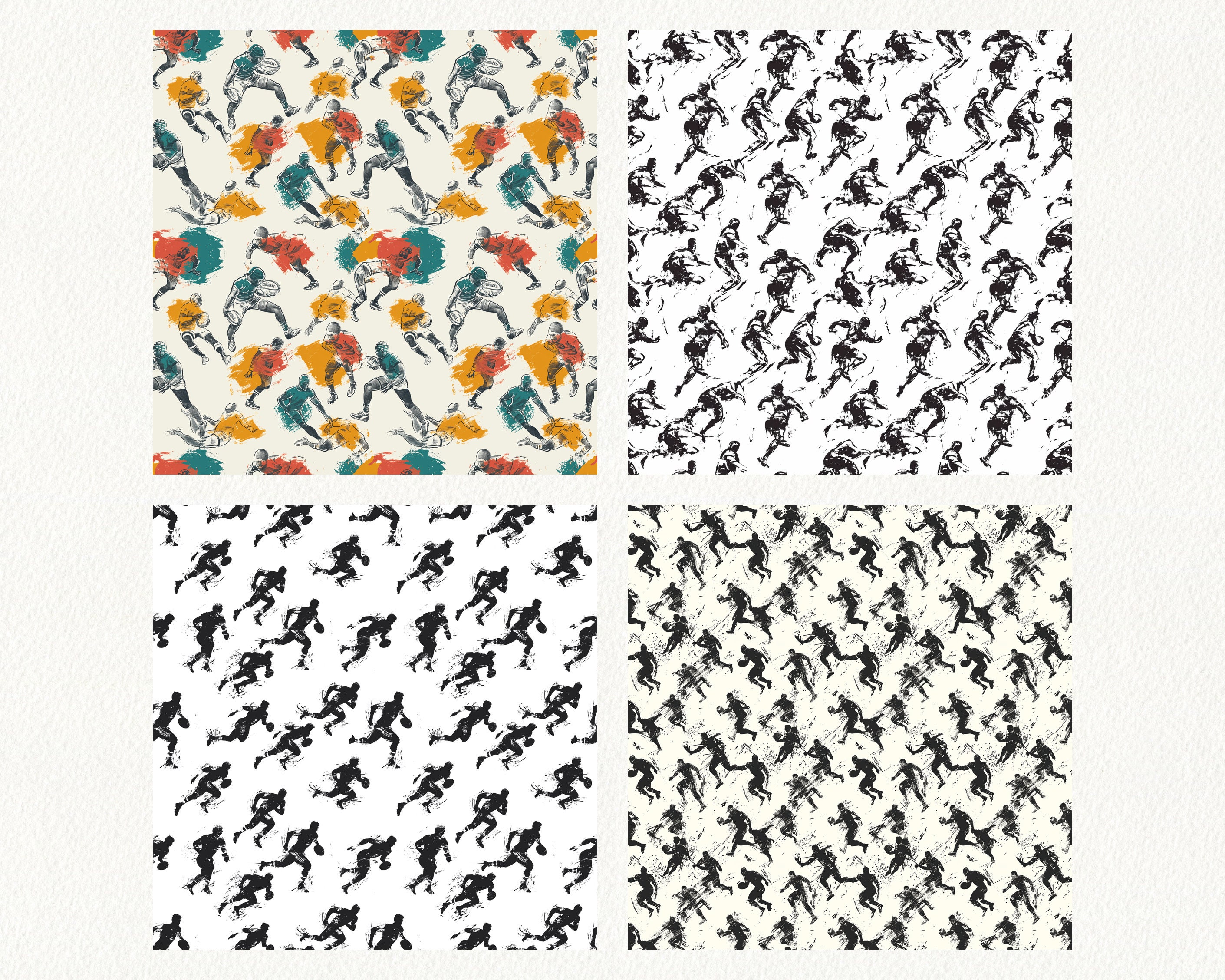 Cool Rugby Patterns Rugby Player Scribble Pattern Seamless Digital Papers - Printable ...