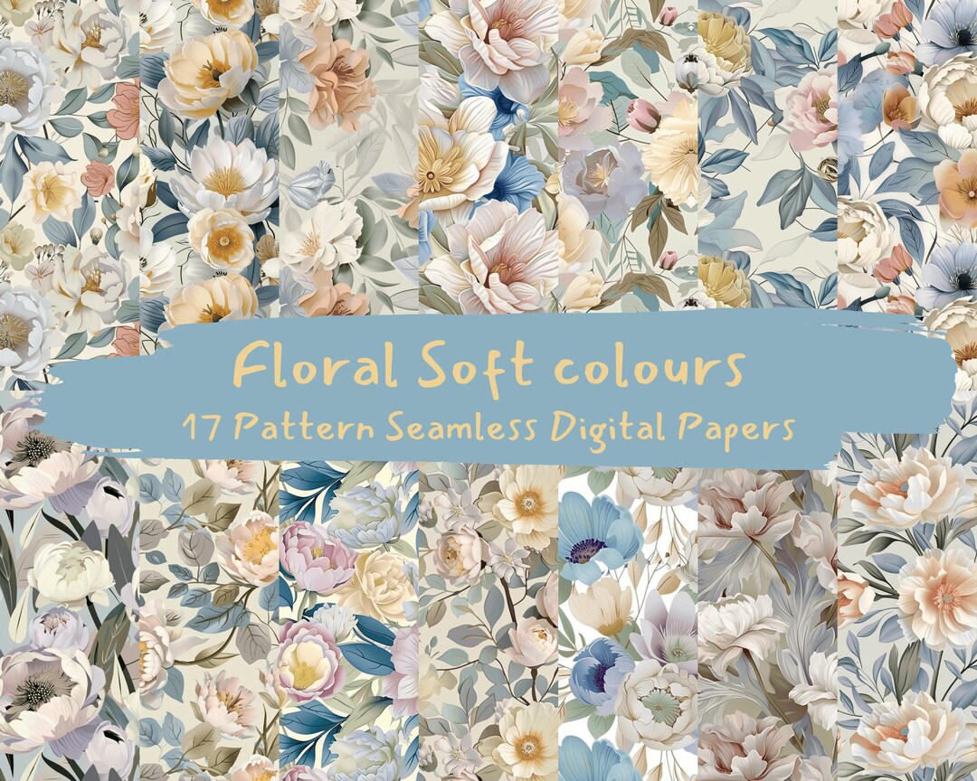 Floral Soft Colours Pattern Seamless Digital Papers - Printable ...
