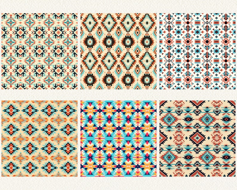 Southwest Ethnic Pattern Seamless Digital Papers Tile Patterns ...