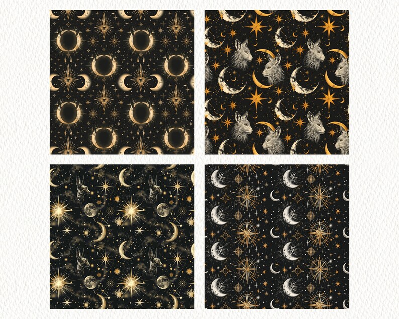 Celestial Magic Pattern Seamless Digital Papers - Printable Scrapbook ...