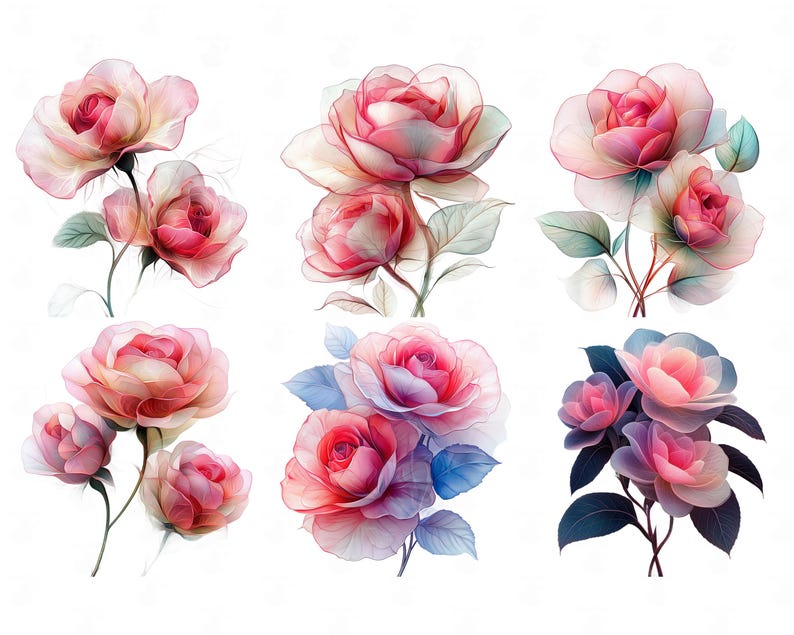 Pink Roses Prinatable Abstract Pink Roses Printable Clipart, Png Format, Transparent ...