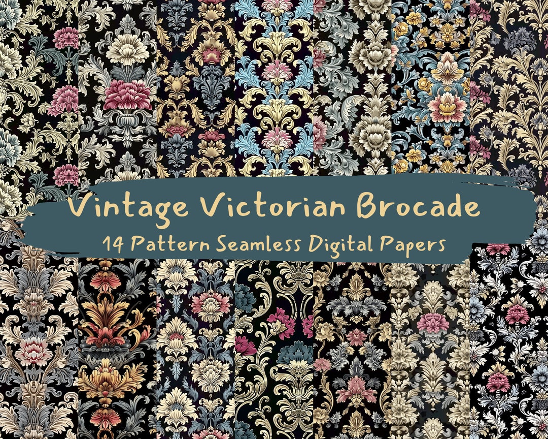 Vintage Victorian Brocade Pattern Seamless Digital Papers - Printable ...