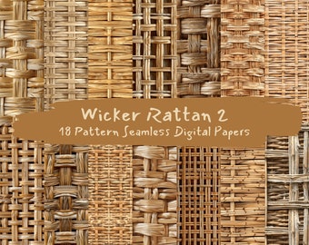 Wicker Rattan Pattern Seamless Digital Papers - printable scrapbook paper instant download, commercial use, 300dpi