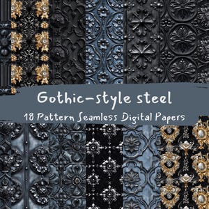 Gothic-style steel Pattern Seamless Digital Papers - printable scrapbook paper png instant download commercial use 300dpi