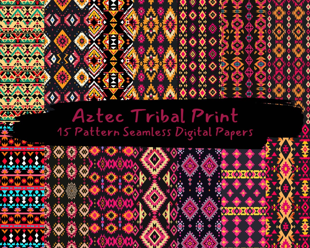 Aztec Tribal Print Pattern Seamless Digital Papers - Printable ...