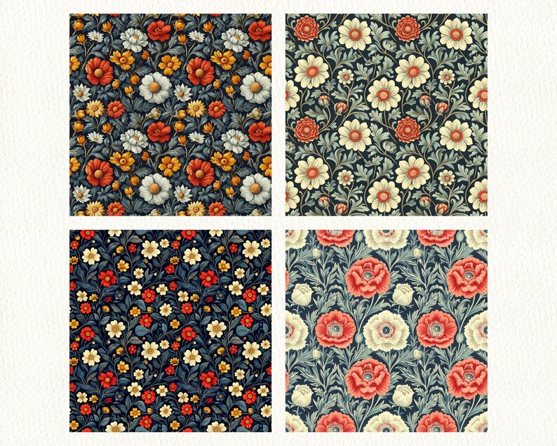 William Morris Wallpaper Pattern Seamless Digital Papers - printable scrapbook paper instant download, commercial use, 300dpi image 4