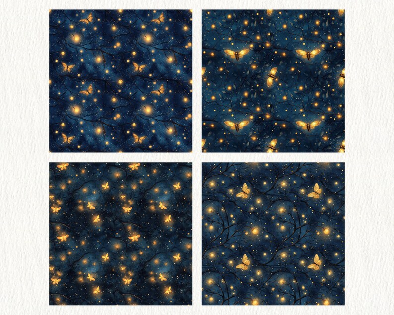 Paper Firefly Pattern Firefly Magic Pattern Seamless Digital Papers - Printable Scrapbook ...