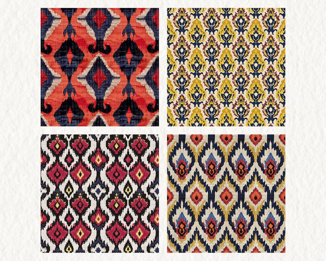 Adras Ikat Fabric Pattern Seamless Digital Papers - Printable Scrapbook ...