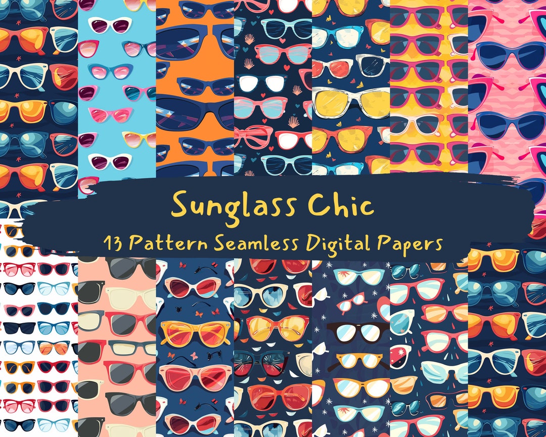 Sunglass Chic Pattern Seamless Digital Papers - Printable Scrapbook ...
