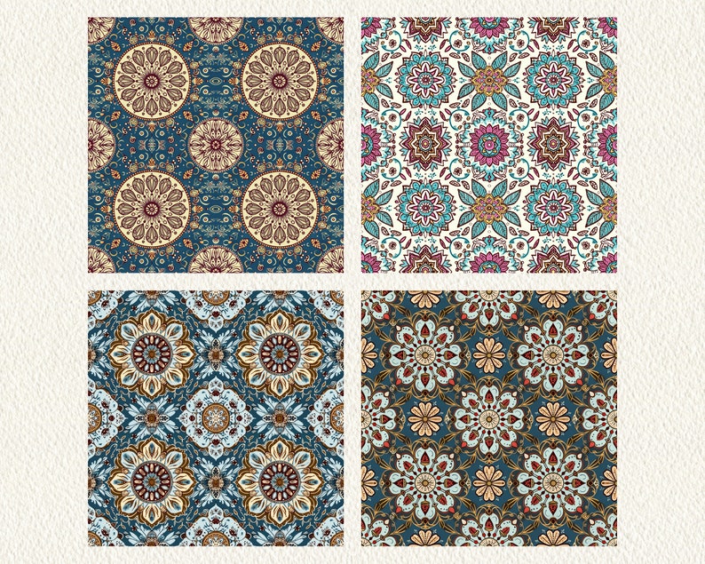 Magical Mandala Pattern Seamless Digital Papers - Printable Scrapbook ...