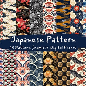 Japanisches Muster nahtlose digitale Papiere - Fliesenmuster zum sofortigen Download für kommerzielle Nutzung, 300dpi