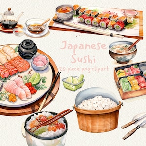 Japanese Sushi, digital printable clip art graphics in PNG format transparent instant download for commercial use, Sushi Roll, Menu, Poster