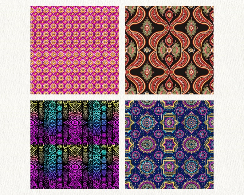 Desi Indian Pattern Seamless Digital Papers - Printable Scrapbook Paper ...