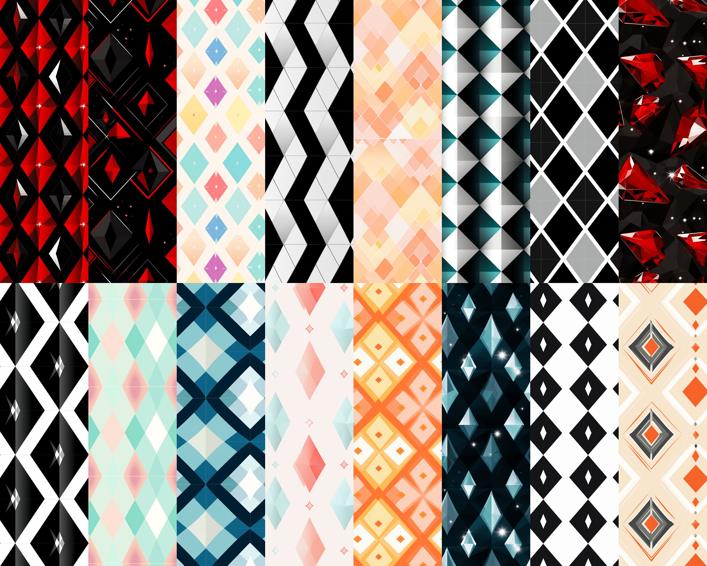 Diamond Pattern Digital Papers - Seamless Tile Patterns Printable Paper ...