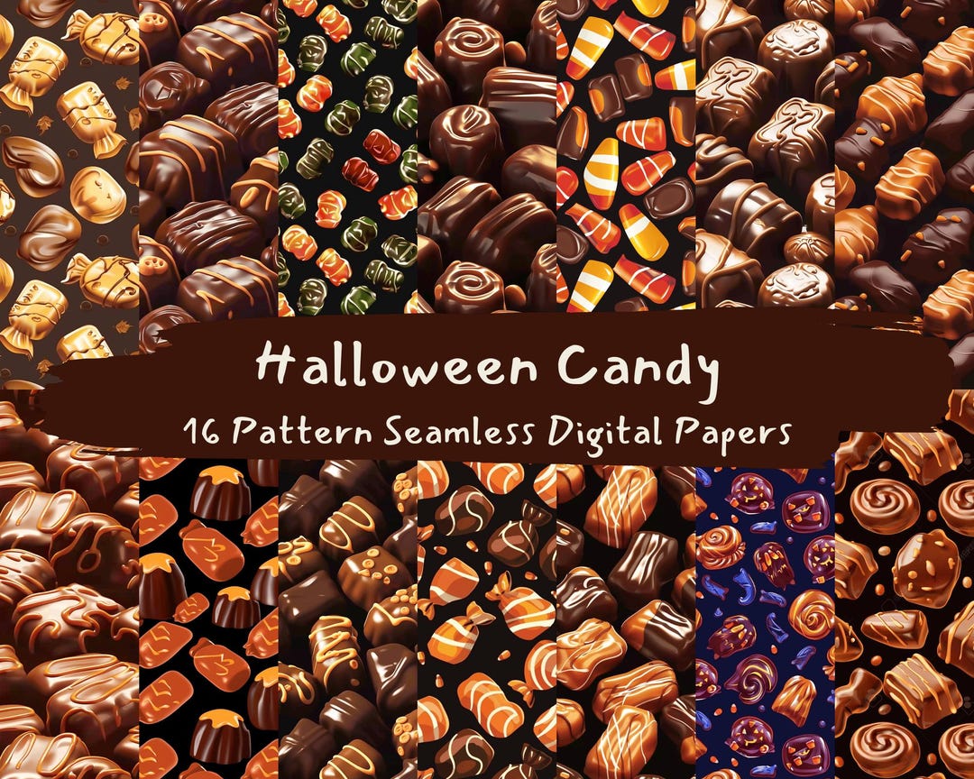Halloween Candy Pattern Seamless Digital Papers - Printable Scrapbook ...