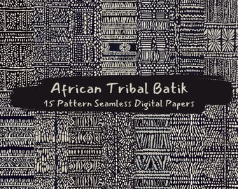 African Tribal Batik Pattern Seamless Digital Papers - printable scrapbook paper png instant download commercial use 300dpi